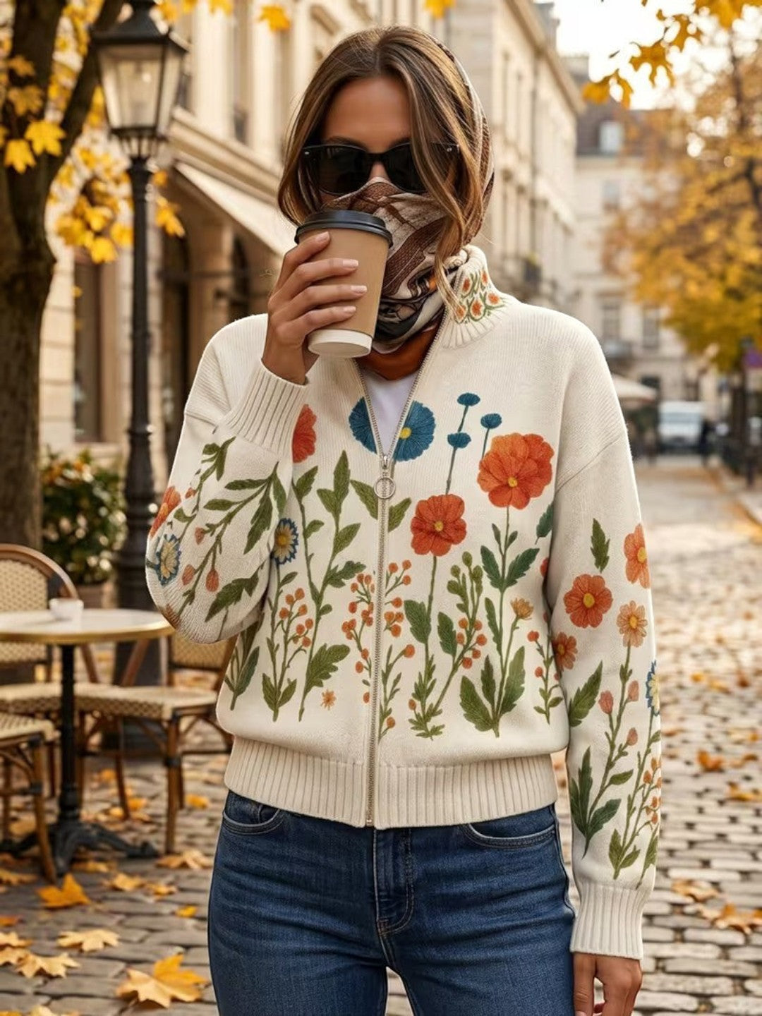 Andrea™ | Cardigan con motivo di fiori selvatici