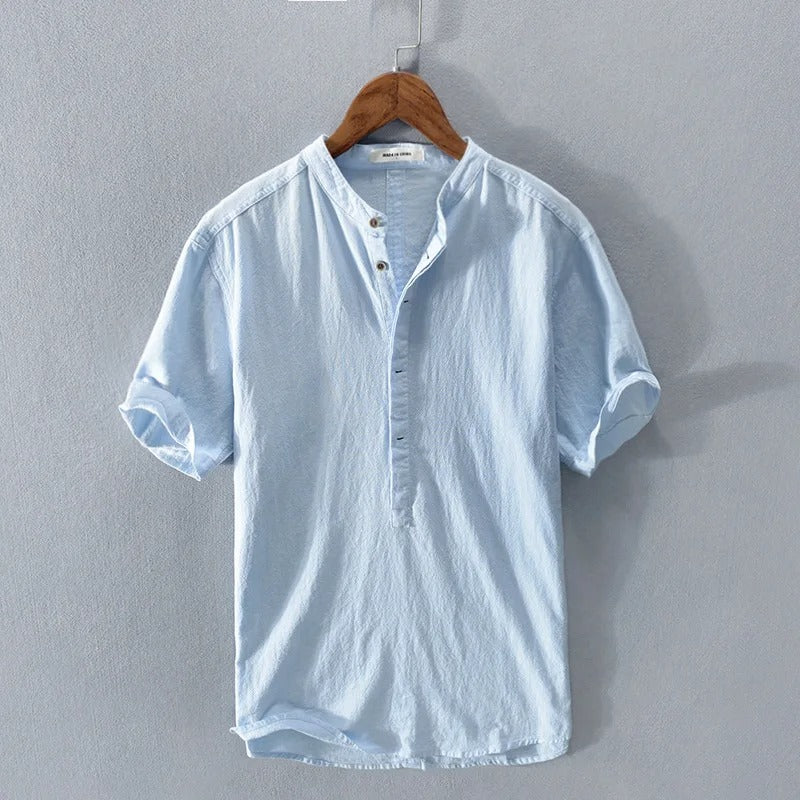 Gaspare | Camicia in lino e cotone, manica corta