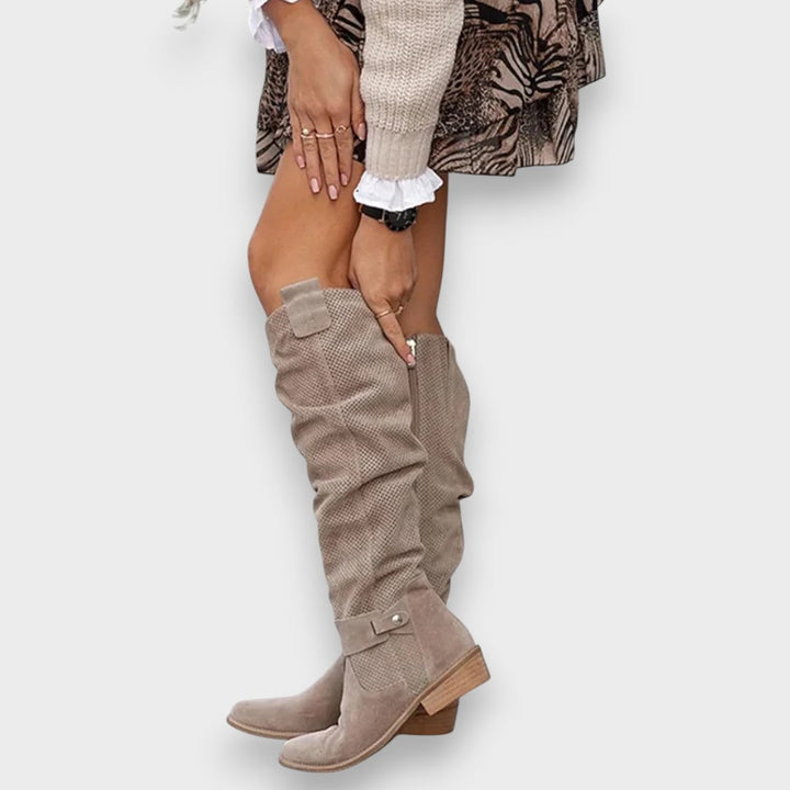 Rose | Stivali slouch al ginocchio con tacco a blocco