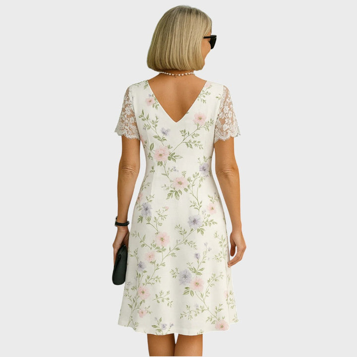 Laura | Abito Midi Elegante con Dettagli in Pizzo